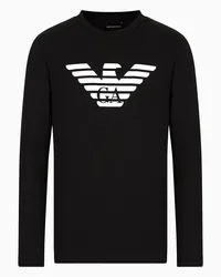 Emporio Armani OFFICIAL STORE Maglia In Jersey Pima Con Stampa Logo Nero