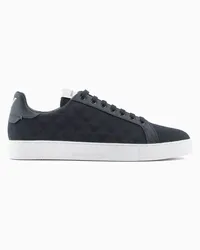 Emporio Armani OFFICIAL STORE Sneakers In Nylon Jacquard Eagle All Over Blu