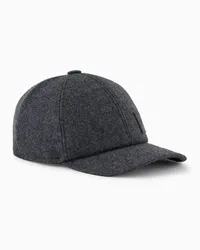 Emporio Armani OFFICIAL STORE Cappello Da Baseball In Panno E Maglia Di Lana Grigio