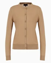 Emporio Armani OFFICIAL STORE Cardigan In Pura Lana Vergine Rasata Cammello