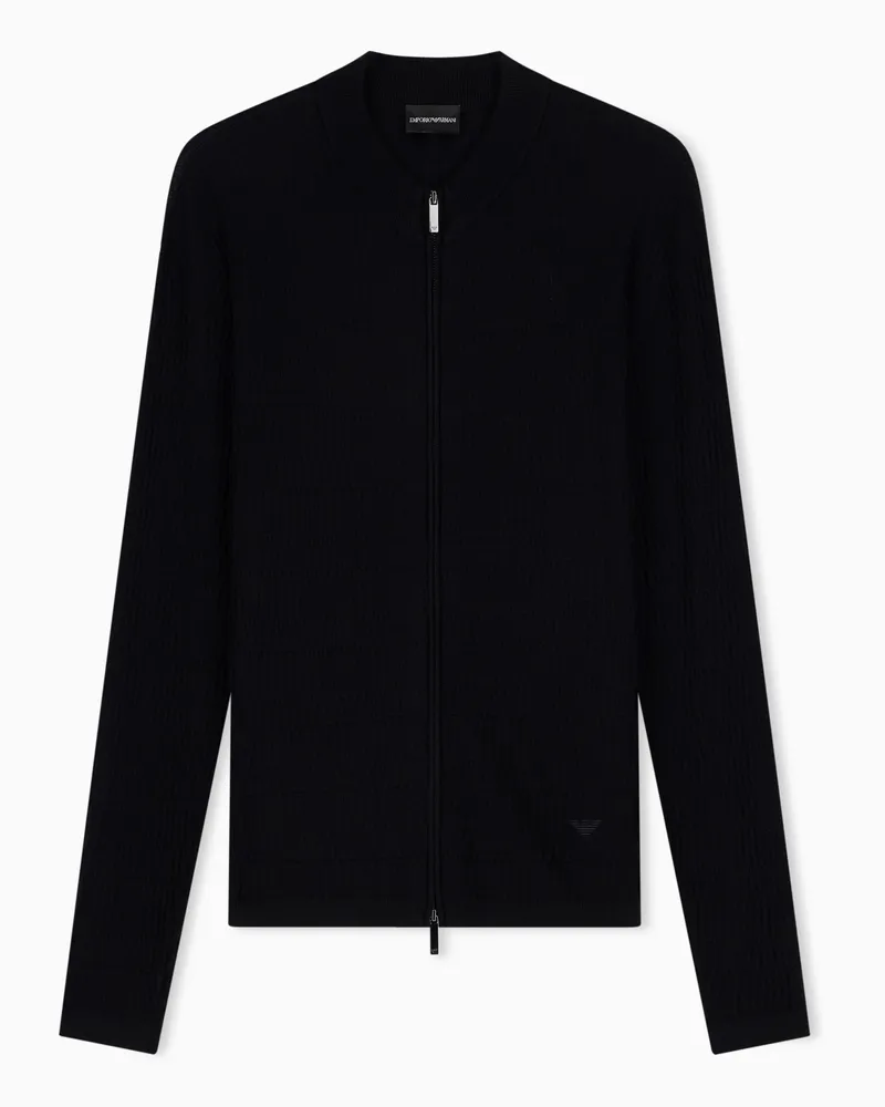 Emporio Armani Cardigan in lana vergine con lavorazione a punto operato Grigio