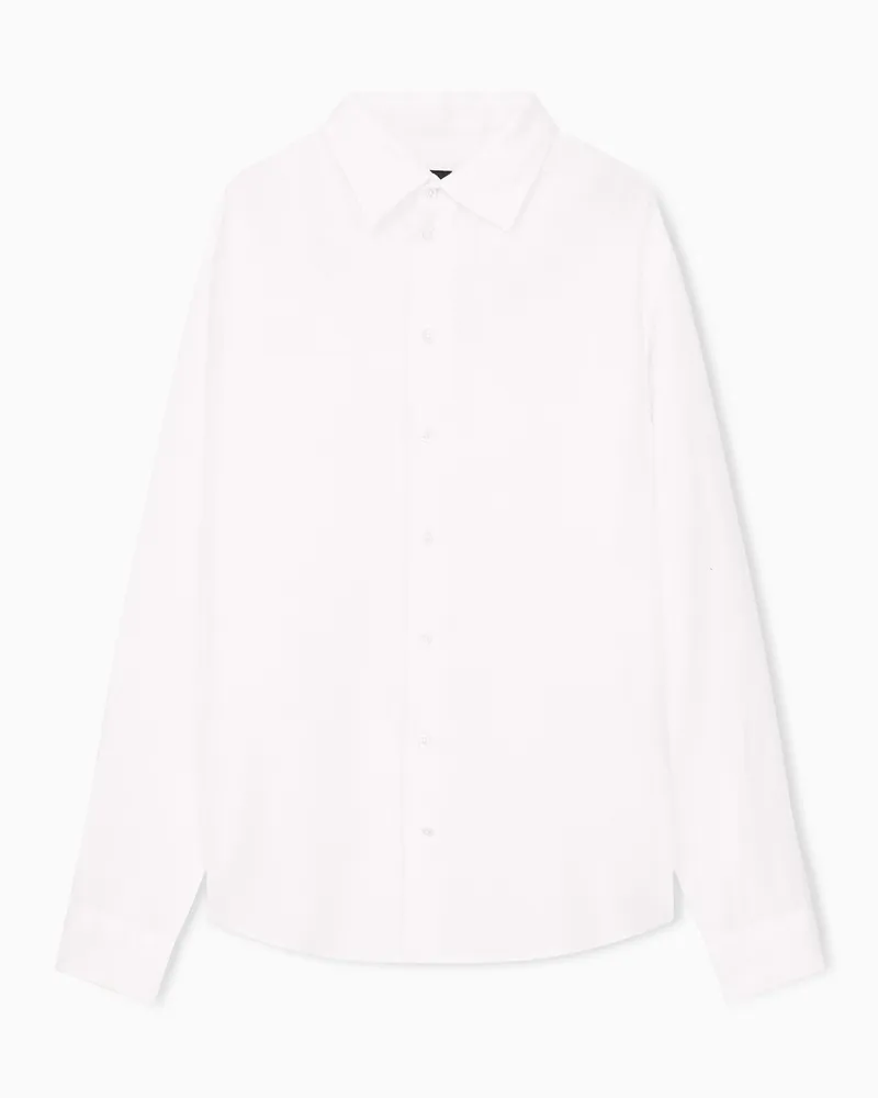 Emporio Armani Camicia collo francese in lino tinto capo Bianco