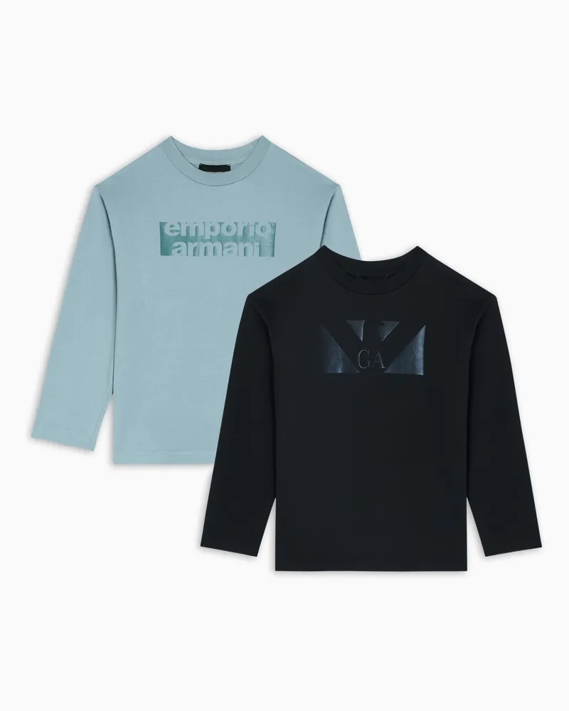 Emporio Armani Pack 2 T-shirt comfort fit maniche lunghe in jersey ASV Blu