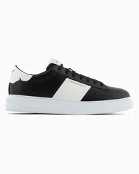 Emporio Armani OFFICIAL STORE Sneakers In Pelle Con Dettagli In Gomma Nero