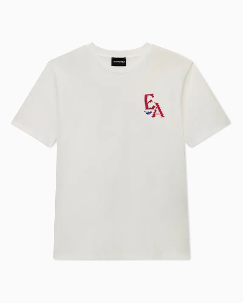 Emporio Armani T-shirt in jersey con stampa Capsule Boteh Bianco