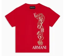 OFFICIAL STORE T-shirt In Jersey Misto Lyocell Stampa Drago Armani Sustainability Values