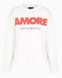 Emporio Armani OFFICIAL STORE Felpa In Jersey Organico Stampa Amore Asv Bianco