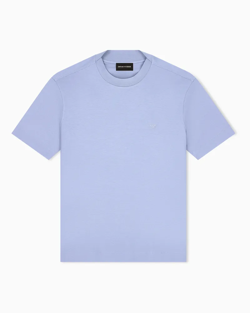 Emporio Armani T-shirt in jersey con ricamo micro aquila Azzurro