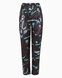 Emporio Armani OFFICIAL STORE Pantaloni Con Pinces In Tessuto Lurex Stampa Starry Sky All Over Fantasia