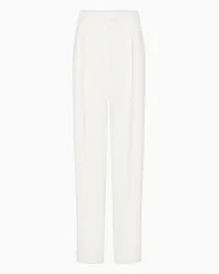 Emporio Armani OFFICIAL STORE Pantaloni Palazzo Con Pinces In Envers Satin Bianco