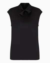 Emporio Armani OFFICIAL STORE Blusa Con Collo Fiocco In Satin Nero