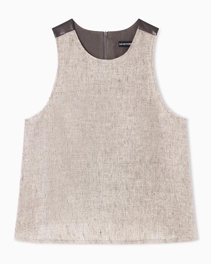 Emporio Armani Top in tela pesante di lino Beige