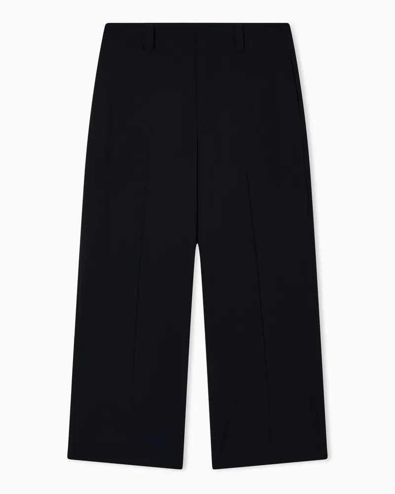 Emporio Armani Pantaloni in tela di lana stretch compatta Nero