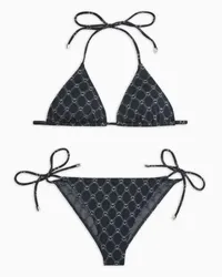 Emporio Armani OFFICIAL STORE Bikini Con Triangolo Imbottito In Tessuto Jacquard Monogram Blu