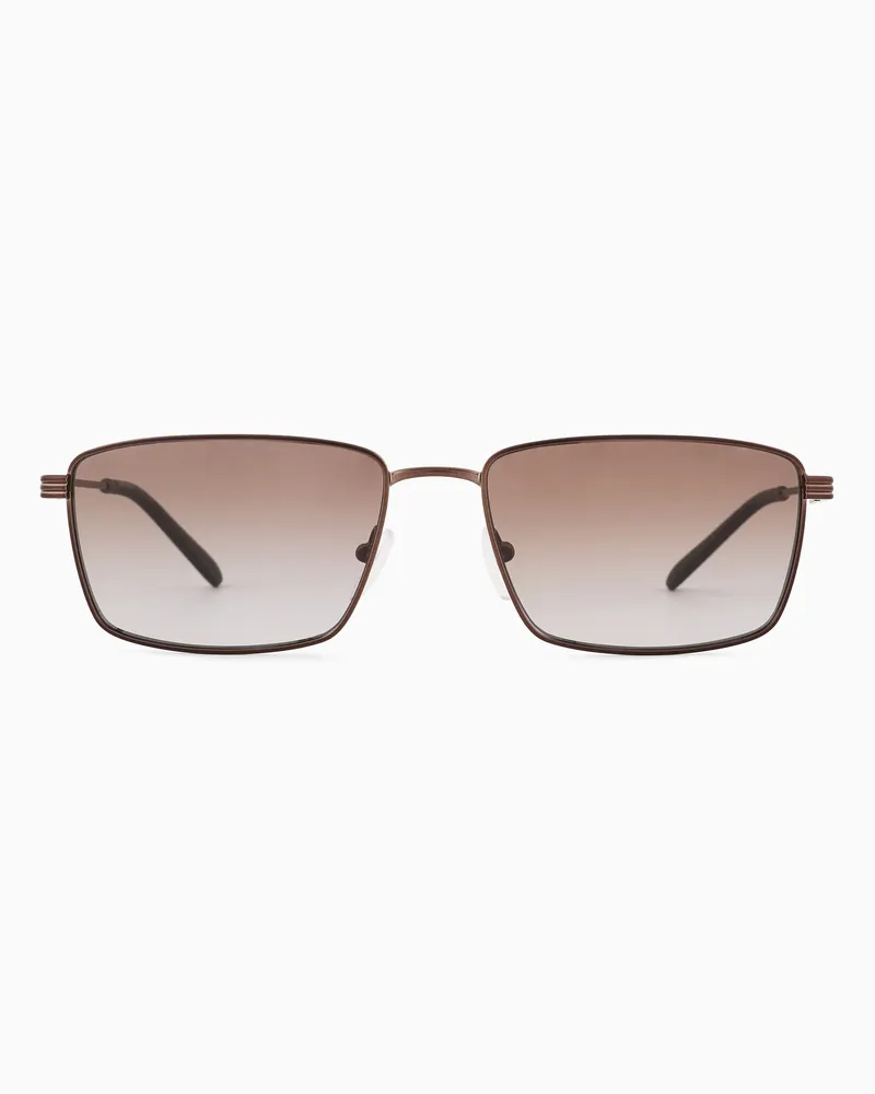 Emporio Armani Occhiali da sole da uomo forma rettangolare Marrone