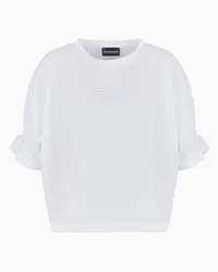 Emporio Armani OFFICIAL STORE T-shirt In Jersey Stretch Organico Con Ricamo Aquila Asv Bianco