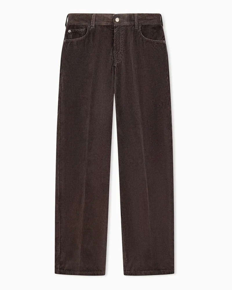 Emporio Armani Pantaloni 5 tasche regular in velluto a coste tinto capo Marrone