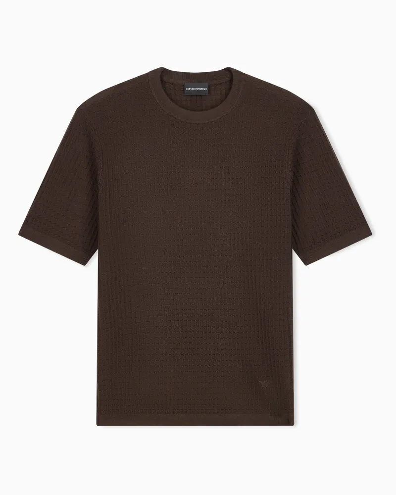 Emporio Armani Maglia in lana vergine punto operato Marrone