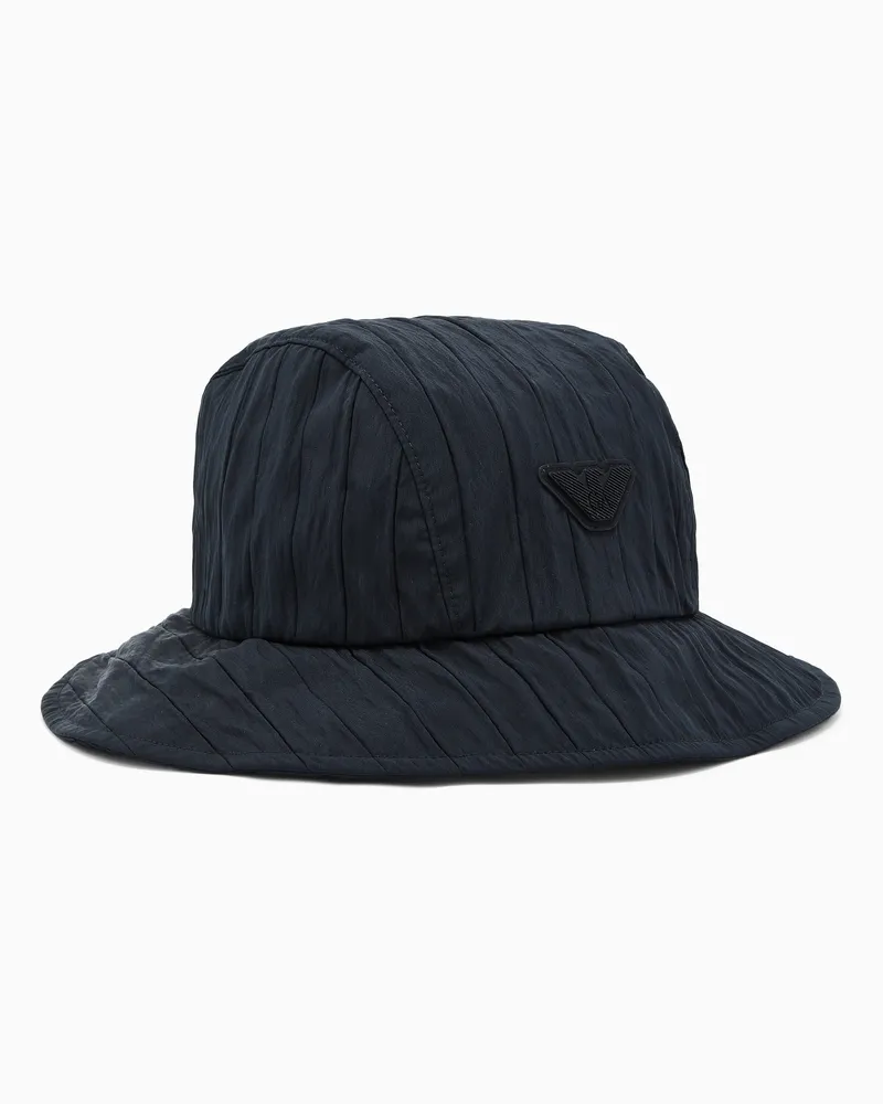 Emporio Armani Cloche in nylon doppiato a righe Blu