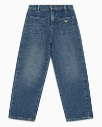 Emporio Armani OFFICIAL STORE Jeans J98 A Gamba Ampia In Denim Blu