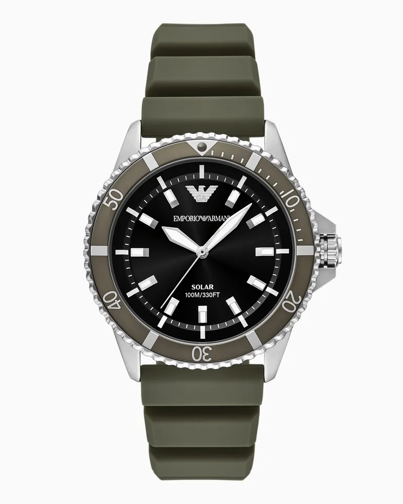 Emporio Armani Orologio World Explorer a tre sfere in silicone verde a movimento solare Multicolore