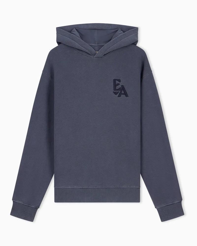 Emporio Armani Felpa con cappuccio in jersey tinto capo Capsule Boteh Blu