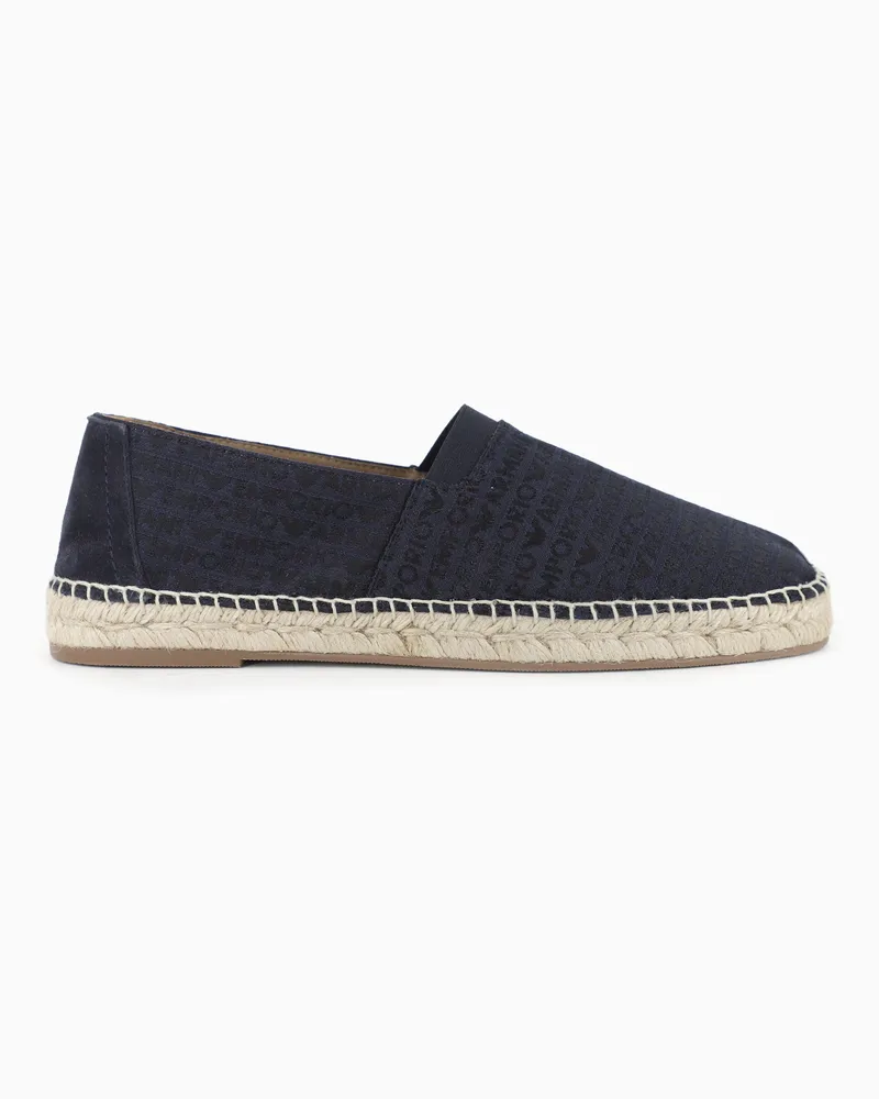 Emporio Armani Espadrillas in tessuto jacquard logo lettering all over Blu