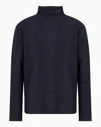 Emporio Armani OFFICIAL STORE Maglione Collo Lupetto In Lana Vergine Jacquard Chevron Icon Blu