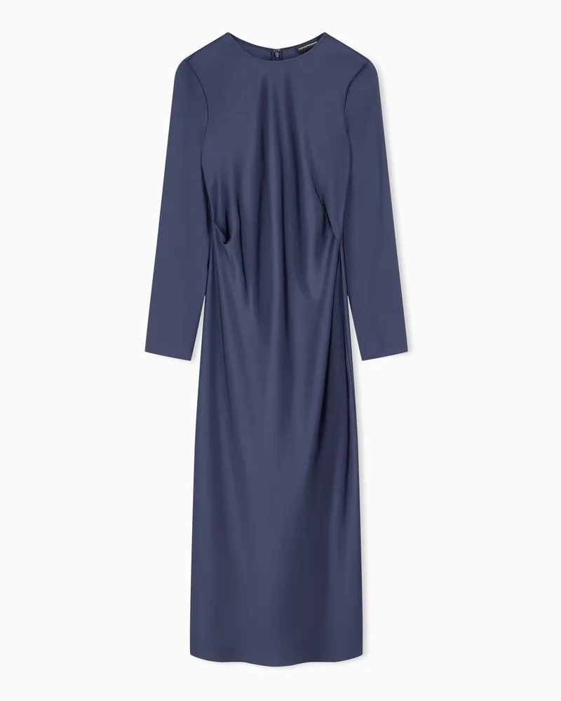 Emporio Armani Abito sfoderato in tecno twill con zip posteriore Blu