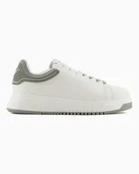 Emporio Armani OFFICIAL STORE Sneakers In Pelle Con Retro In Gomma E Suola Zigrinata Verde