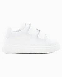 Emporio Armani OFFICIAL STORE Sneakers In Pelle Con Velcro Bianco