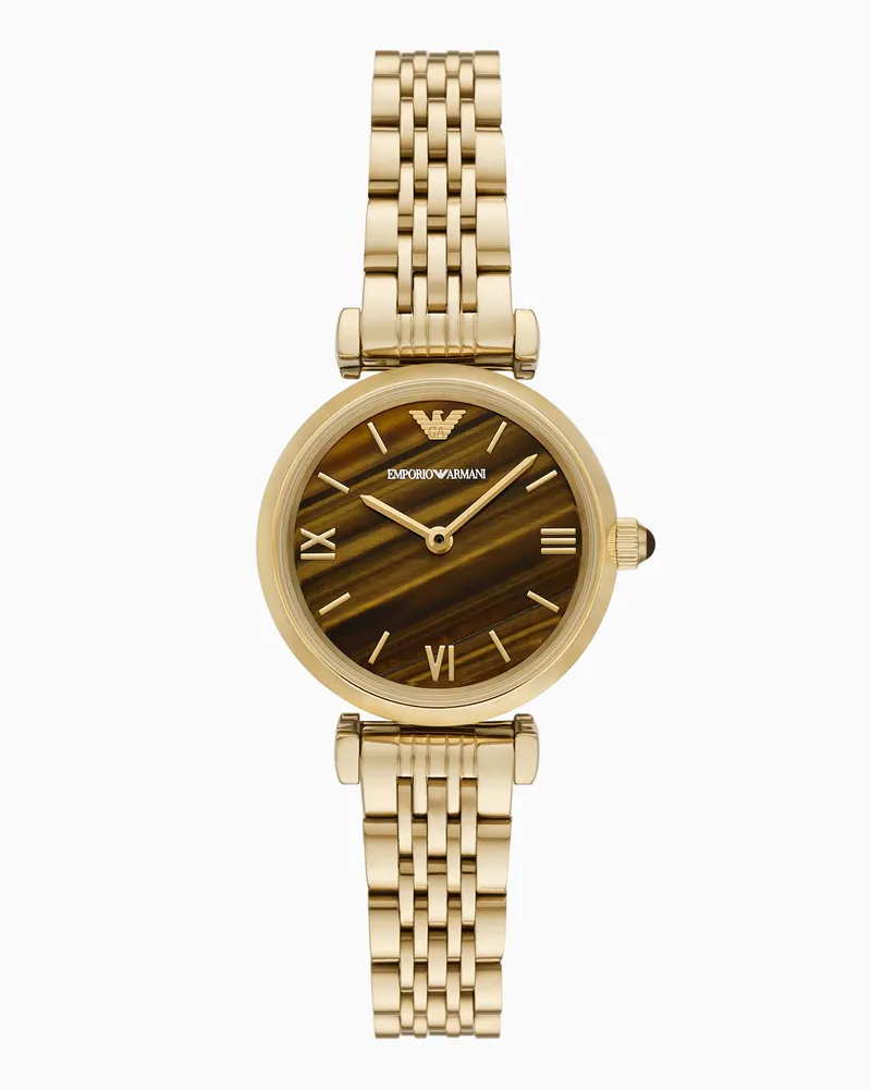 Emporio Armani Orologio a due lancette in acciaio inossidabile color oro Multicolore