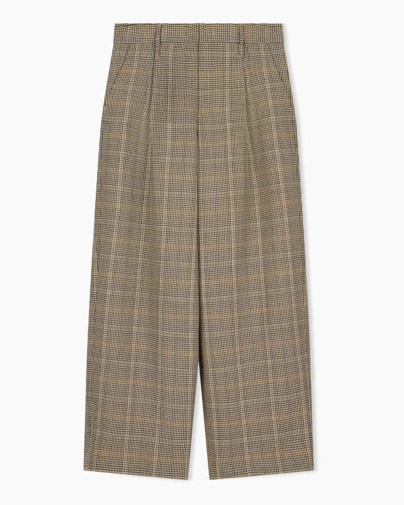 Emporio Armani Pantaloni a gamba larga con pences e motivo a quadri Fantasia