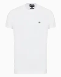 Emporio Armani OFFICIAL STORE T-shirt In Jersey Supima Con Micro Patch Logo Bianco