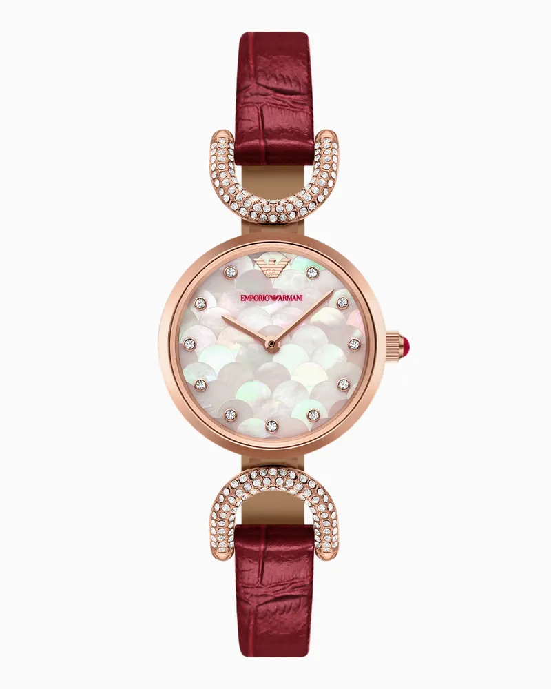 Emporio Armani Orologio a due lancette in pelle bordeaux Lunar New Year Multicolore