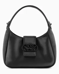 Emporio Armani OFFICIAL STORE Borsa A Mano Hobo In Raso Con Fibbia Aquila Nero