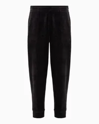 Emporio Armani OFFICIAL STORE Pantaloni Jogger In Ciniglia Con Strass All Over Clubwear Nero