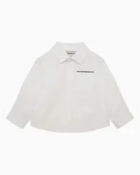 Emporio Armani OFFICIAL STORE Camicia In Cotone Stretch Con Tasca E Ricamo Logo Bianco