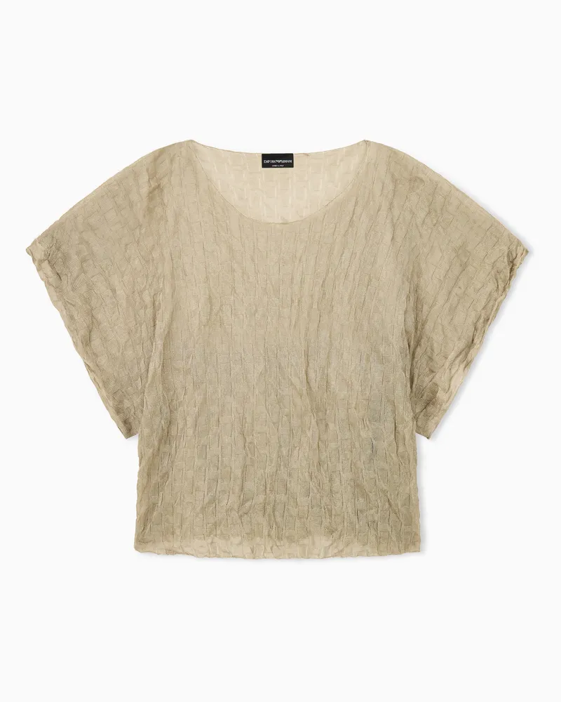 Emporio Armani Maglia garzata jacquard motivo rettangoli Beige
