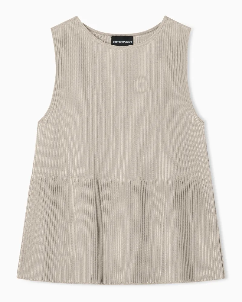 Emporio Armani Top in maglia effetto intercoste Beige