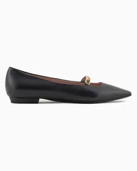 Emporio Armani OFFICIAL STORE Ballerine A Punta In Nappa Con Placca Aquila Nero