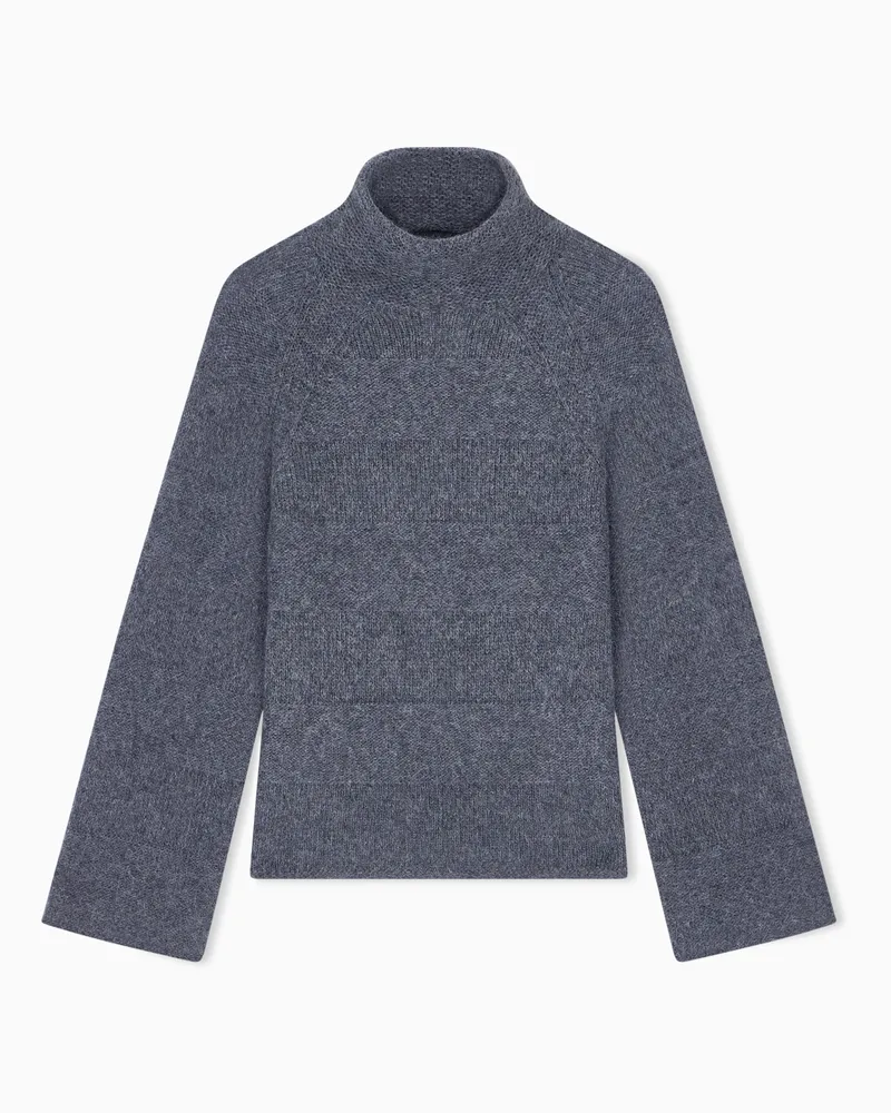 Emporio Armani Maglione lavorato a collo alto in misto alpaca e lana Grigio