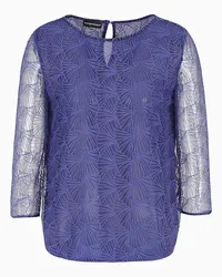 Emporio Armani OFFICIAL STORE Blusa In Tulle Con Ricamo Gingko All Over Viola