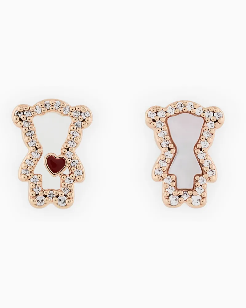 Emporio Armani Orecchini a bottone in ottone color oro rosa Multicolore