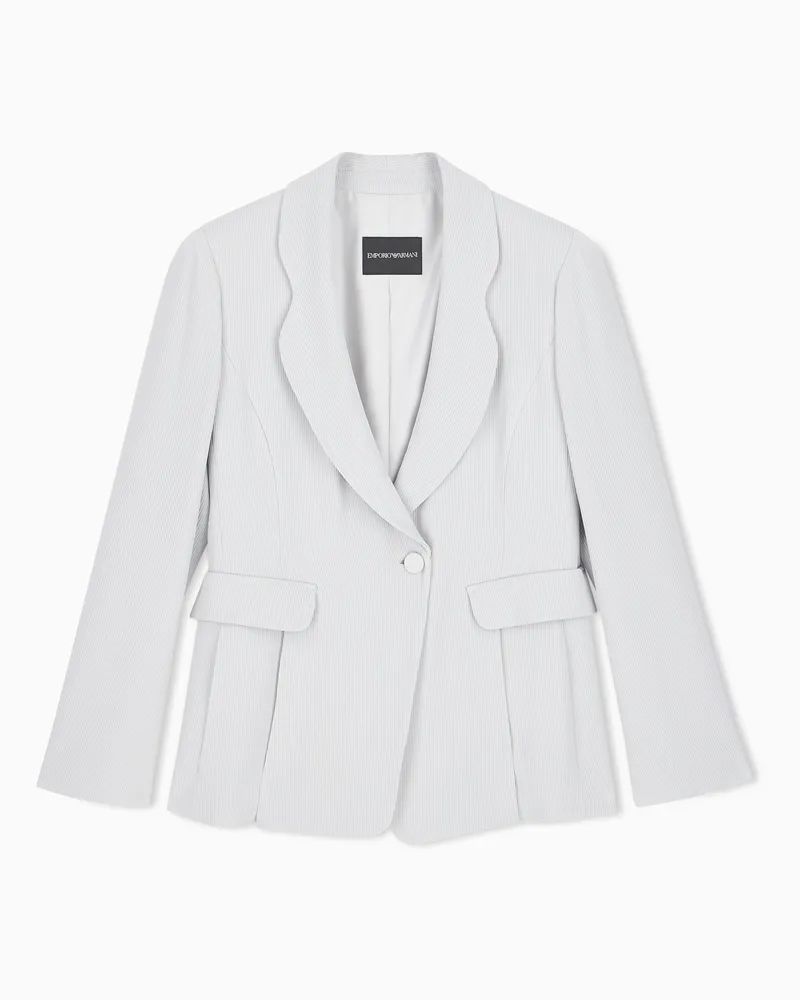 Emporio Armani Blazer monopetto in tessuto canneté Capsule Signature Grigio