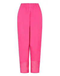 Emporio Armani OFFICIAL STORE Pantaloni A Vita Elastica In Puro Lino Con Dettagli Garzati Fucsia