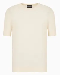 Emporio Armani OFFICIAL STORE Maglia Misto Lana E Lyocell A Punto Rasato Dritto E Rovescio Asv Bianco