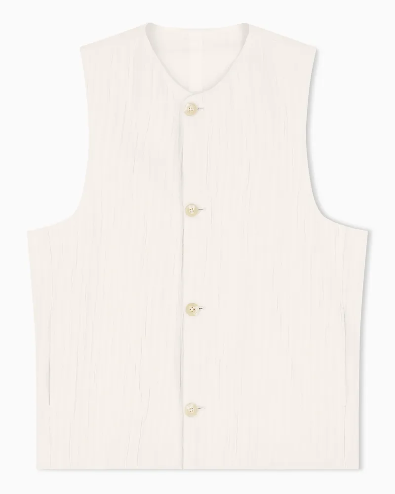 Emporio Armani Gilet in tessuto jacquard goffrato effetto wrinkle Beige