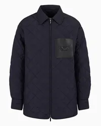 Emporio Armani OFFICIAL STORE Blouson In Nylon Trapuntato Motivo Rombi Con Tasca Logata Blu