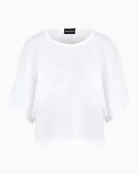 Emporio Armani OFFICIAL STORE Blusa A Maniche Corte In Popeline Con Lembi Annodabili Bianco